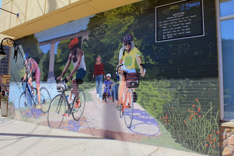 Mural of cyclists
